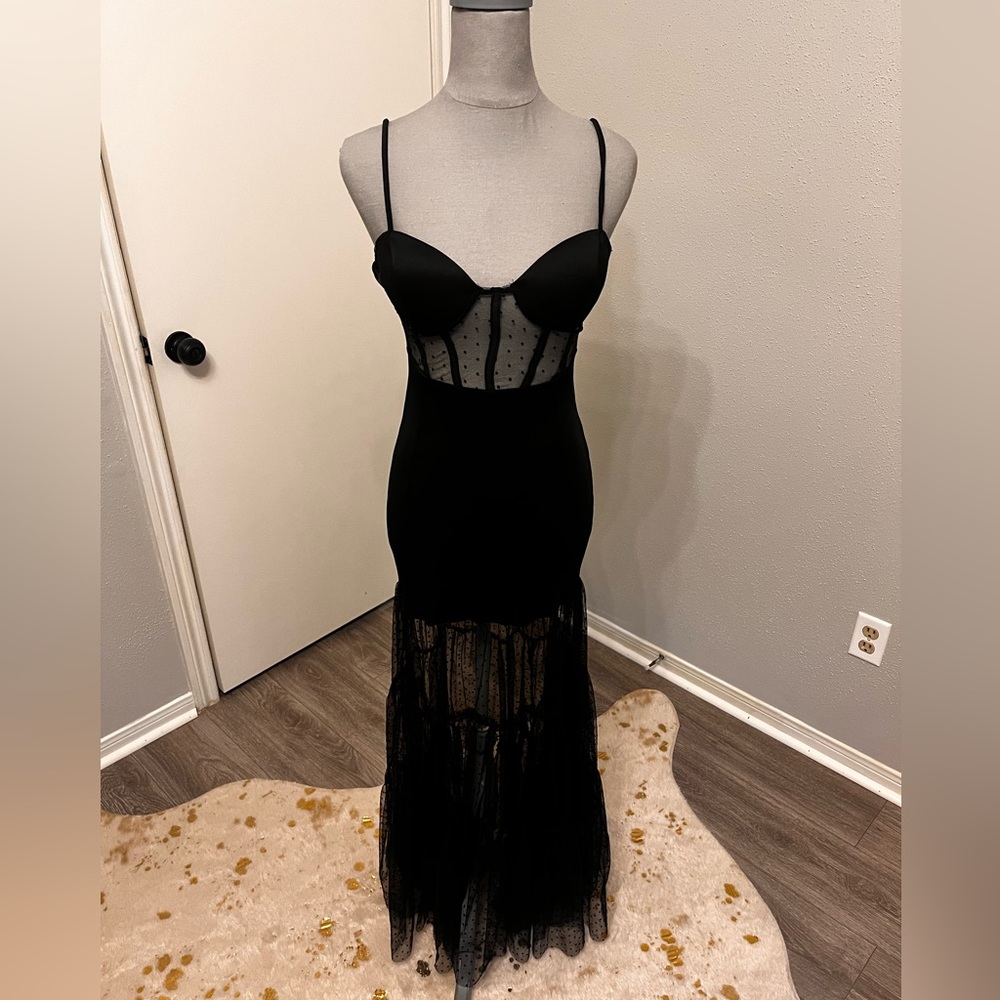 12th Tribe Savannah Black Corset Maxi Dress